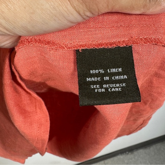 Maggie T Women's Rust Orange 100% Linen Lagenlook Tunic V-Neck Blouse Size 20 - Picture 11 of 12